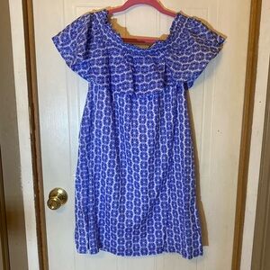 Vineyard Vines Blue and White On or Off the Shoulder Dress